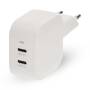 Nedis Netzladegerät / 45 W / GaN / PD3.0 / Schnellladefunktion / 2.25 A / 3.0 A / Anzahl der Ausgänge: 2 / 2x USB-C™ / Automatische Spannungswahl / Weiss