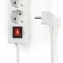 Nedis Steckdosenleiste / Schutzkontakt / Typ F (CEE 7/7) / 6-Wege / 1.50 m / 3680 W / 16 A / Art der Erdung: Seitenkontakte / 230 V AC 50/60 Hz / Buchsenwinkel: 45 ° / H05VV-F 3G1.5mm² / Ein-/Ausschalter / Weiss