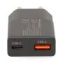 Nedis Netzladegerät / 20 W / GaN / PD3.0 / Schnellladefunktion / 1.5 / 2.0 / 2.22 A / 3.0 A / Anzahl der Ausgänge: 2 / USB-A / USB-C™ / Automatische Spannungswahl / Schwarz
