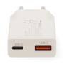 Nedis Netzladegerät / 30 W / GaN / PD3.0 30W / Schnellladefunktion / 1.5 / 2.0 / 2.5 / 3.0 A / Anzahl der Ausgänge: 2 / USB-A / USB-C™ / Automatische Spannungswahl / Weiss