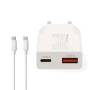 Nedis Netzladegerät / 20 W / GaN / PD3.0 / Schnellladefunktion / 1.5 / 2.0 / 2.22 A / 3.0 A / Anzahl der Ausgänge: 2 / USB-A / USB-C™ / USB-C™ (Lose) Kabel / 1.50 m / Automatische Spannungswahl / Weiss
