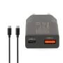 Nedis Netzladegerät / 30 W / GaN / PD3.0 30W / Schnellladefunktion / 1.5 / 2.0 / 2.5 / 3.0 A / Anzahl der Ausgänge: 2 / USB-A / USB-C™ / USB Type-C™ (Lose) Kabel / 1.50 m / Automatische Spannungswahl / Schwarz