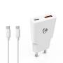Nedis Netzladegerät / 30 W / GaN / PD3.0 / Schnellladefunktion / 1.5 / 2.0 / 2.5 / 3.0 A / Anzahl der Ausgänge: 2 / USB-A / USB-C™ / USB-C™ (Lose) Kabel / 1.50 m / Automatische Spannungswahl / Weiss