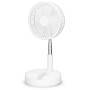 Trebs Tragbarer, flexibler Tisch- und 20-cm-Sockelventilator mit Li-Ionen-Akku Weiß