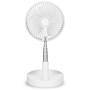 Trebs Tragbarer, flexibler Tisch- und 20-cm-Sockelventilator mit Li-Ionen-Akku Weiß