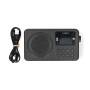 Nedis FM-Radio / Tragbare Ausführung / FM / Akkubetrieben / Stromversorgung über USB / Digital / 2 W / Monitorgröße: 1.77 " / Scharz-weiß Monitor / Bluetooth® / Kopfhörerausgang / Wecker / Schwarz