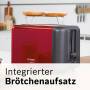 Bosch TAT3P424 - 2 slice(s) - Black,Red - Stainless steel - 970 W - 220-240 V - 300 mm