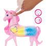 Mattel Barbie funkelnd leuchtendes Einhorn mit 20 interaktiven Kombinationen aus Lichtern, Geräusche
