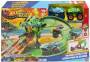 Mattel Hot Wheels Monster Trucks Sharks vs. Dinos Drachenzerstörungs-Spielset und 2 Spielzeugtrucks