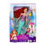 Mattel Disney Princess Arielle, von Mensch zu Meerjungfrau verwandelbare Modepuppe mit Fabius und 2 