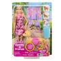 Mattel Barbie Malibu Hundespaziergang Spielset, enthält Puppe, Hund zum Spazierengehen und Häufchenm