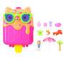 Mattel Polly Pocket Eiskätzchen-Schatulle, Spielset mit 1 Minipuppe und Hündchen, Reisespielzeug mit