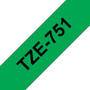 Brother Laminated tape 24mm - Black on green - TZe - Grey - Thermal transfer - Brother - PT-2430PC - PT-2700 - PT-2730 - PT-9600 - PT-9700PC - PT-9800PCN