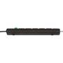 Brennenstuhl Comfort-Line Plus, Steckdosenleiste 6-fach (mit Flachstecker, Schalter, 2.00m Kabel und extra breite Abstände der Steckdosen) schwarz TYPE F