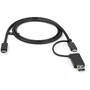 STARTECH.COM 3ft/1m USB-C Cable with USB-A Adapter - 2-in-1 USB C Cable 10Gbps/PD3.0 with USB-A 5Gbp