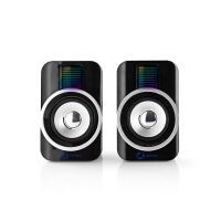 Nedis Gaming-Lautsprecher / Lautsprecherkanäle: 2.0 / Stromversorgung über USB / 3.5 mm Stecker / 30 W / RGB / Lautstärke-Regler