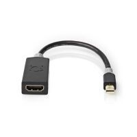 Nedis Mini Displayport-Kabel / DisplayPort 1.4 / Mini DisplayPort Stecker / HDMI™ Ausgang / 48 Gbps / Vergoldet / 0.20 m / Rund / PVC / Anthrazit / Verpackung mit Sichtfenster
