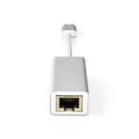 Nedis USB-Netzwerkadapter / USB 3.2 Gen 1 / 1 Gbps / USB-A Stecker / RJ45 Buchse / 0.20 m / Rund / Vergoldet / Reines Kupfer / Silber / Verpackung mit Sichtfenster