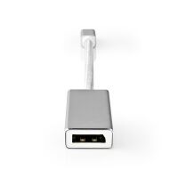 Nedis Mini Displayport-Kabel / DisplayPort 1.2 / Mini DisplayPort Stecker / DisplayPort Buchse / 21.6 Gbps / Vergoldet / 0.20 m / Rund / Geflochten / Silber / Verpackung mit Sichtfenster