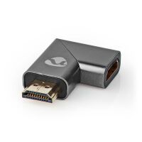 Nedis HDMI™ -Adapter / HDMI™ Stecker / HDMI™ Ausgang / Vergoldet / Rechts abgewinkelt / Aluminium / Gun Metal Grau / 1 Stück / Verpackung mit Sichtfenster