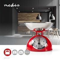 Nedis KASC110RD - Mechanical kitchen scale - 5 kg - 25 g - Red - Stainless steel - Stainless steel - Steel - Countertop