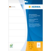 HERMA Address labels for typewriters A4 105x42 mm paper matt square corners 280 pcs. - White - Paper - Matte - Germany - 10.5 cm - 4.2 cm