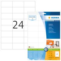 HERMA Labels Premium A4 70x37 mm white paper matt 240 pcs. - White - Self-adhesive printer label - A4 - Paper - Laser/Inkjet - Permanent