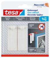 Tesa Adhesive Nail - indoor - Utility hook - Transparent - Adhesive strip - 1 kg - 2 pc(s)