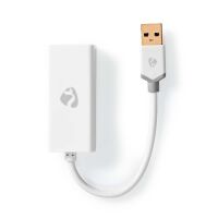 Nedis USB-Netzwerkadapter / USB 3.2 Gen 1 / 1 Gbps / USB-A Stecker / RJ45 Buchse / 0.20 m / Rund / Vergoldet / Reines Kupfer / Weiss / Box