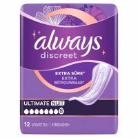 Always Discreet Inkontinenz-Einlagen Ultimate Nacht Monatspaket bei Blasenschwäche, 48 Einlagen (4 Packungen x 12 Stück)