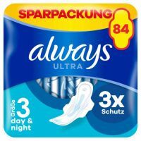 always Ultra Binde Night mit Flügeln Monatspaket, 84 Binden (3 Packungen x 28 Stück)