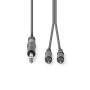 Nedis Stereo-Audiokabel| 6.35 mm Stecker| 2x RCA| Vernickelt| 3.00 m| rund| - Audio/Multimedia