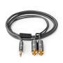 Nedis Stereo-Audiokabel / 3.5 mm Stecker / 2x RCA Stecker / Vergoldet / 5.00 m / Rund / Gun Metal Grau / Verpackung mit Sichtfenster