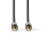 Nedis Stereo-Audiokabel / 3.5 mm Stecker / 3.5 mm Stecker / Vergoldet / 5.00 m / Rund / Grau / Gun Metal Grau / Verpackung mit Sichtfenster