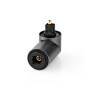Nedis Toslink Adapter / Toslink Buchse / Toslink Stecker / 90° abgewinkelt / Aluminium / Gun Metal Grau / 1 Stück / Box