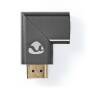 Nedis HDMI™ -Adapter / HDMI™ Stecker / HDMI™ Ausgang / Vergoldet / Rechts abgewinkelt / Aluminium / Gun Metal Grau / 1 Stück / Verpackung mit Sichtfenster