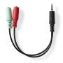 Nedis Stereo-Audiokabel| 3.5 mm Stecker| 2x 3.5 Buchse| Vernickelt| 0.20 m| Rund|