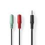 Nedis Stereo-Audiokabel| 3.5 mm Stecker| 2x 3.5 Buchse| Vernickelt| 0.20 m| Rund|