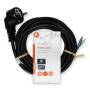 Nedis Stromkabel / Schutzkontaktstecker / Open / Abgewinkelt / Gerade / Vernickelt / 3.00 m / Rund / PVC / Schwarz / Label